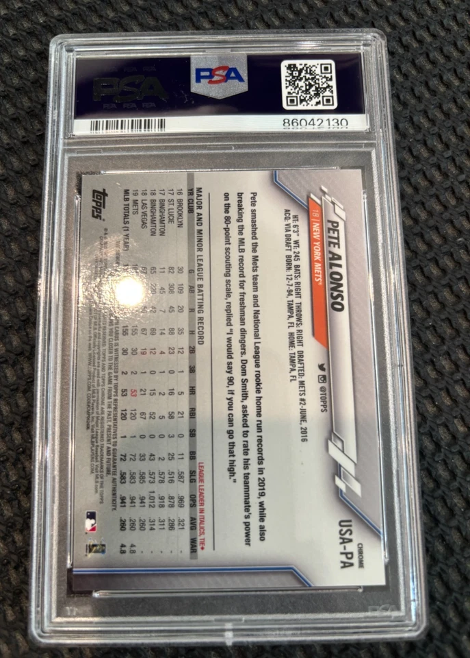 PETE ALONSO 2020 TOPPS CHROME UPDATE AUTOGRAPHS #USA-PA METS PSA 8 NM-MT 2ND YR  - Image 2 of 2
