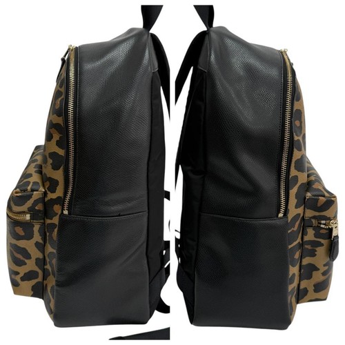 Coach Leopard Pattern PVC Leather Backpack Black 39cm Authentic - Picture 6 of 16