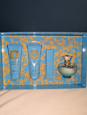 Versace Dylan Turquoise 3 pc Set EDT Spray, Body Lotion, Shower Gel NIB