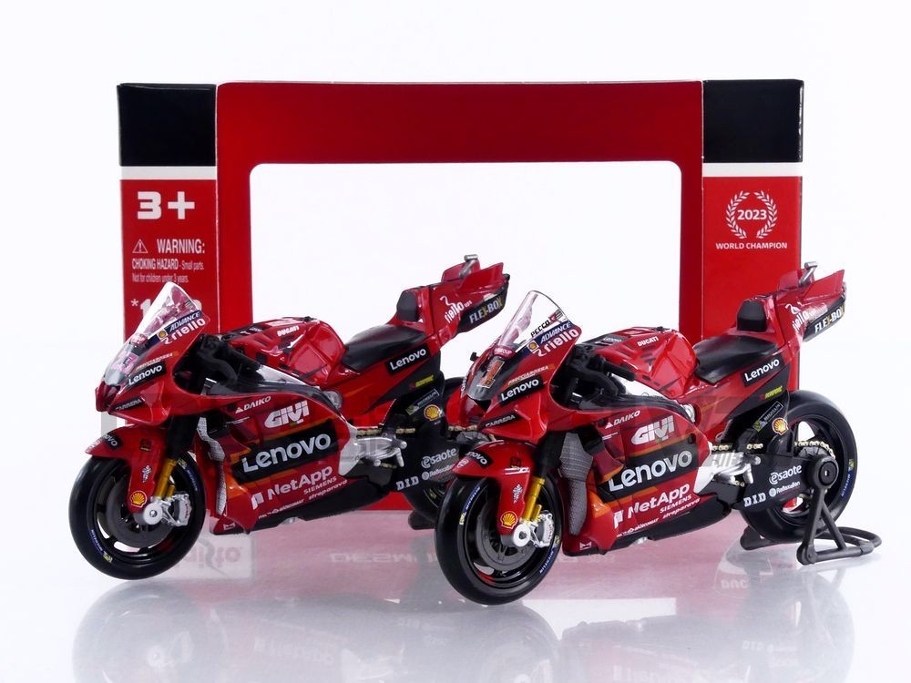 Moto miniature Ducati Desmosedici GP23 Maisto 1/18 idée cadeau motard coffret de 2 pièces