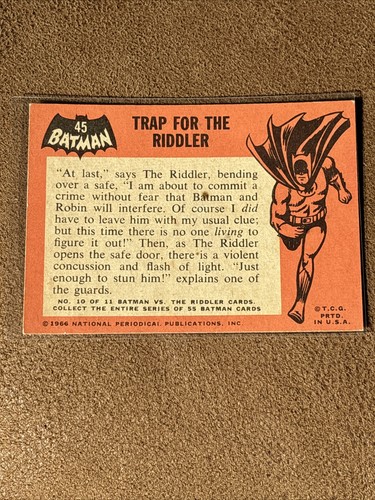 1966 Topps Batman Black Bat Card #45 trap for the Riddler | eBay