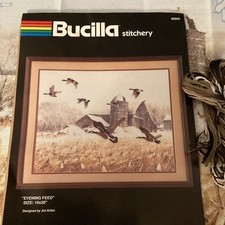 Bucilla Evening Feed Crewel Picture Embroidery Kit. 40009. See pics. Opened kit