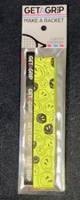 Get A Grip Club Racquet Overgrip Tennis Pickleball Grip Tape Yellow Black Smiley