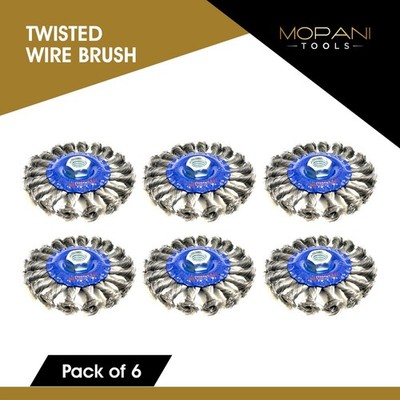 6Pcs Wheel Wire Brush 4-Inch (4'' Twisted/Knotted)  5/8''-11 UNC Angle Grinder
