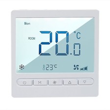 White LCD Thermostat Compatible with Air Conditioners and Underfloor Heating
