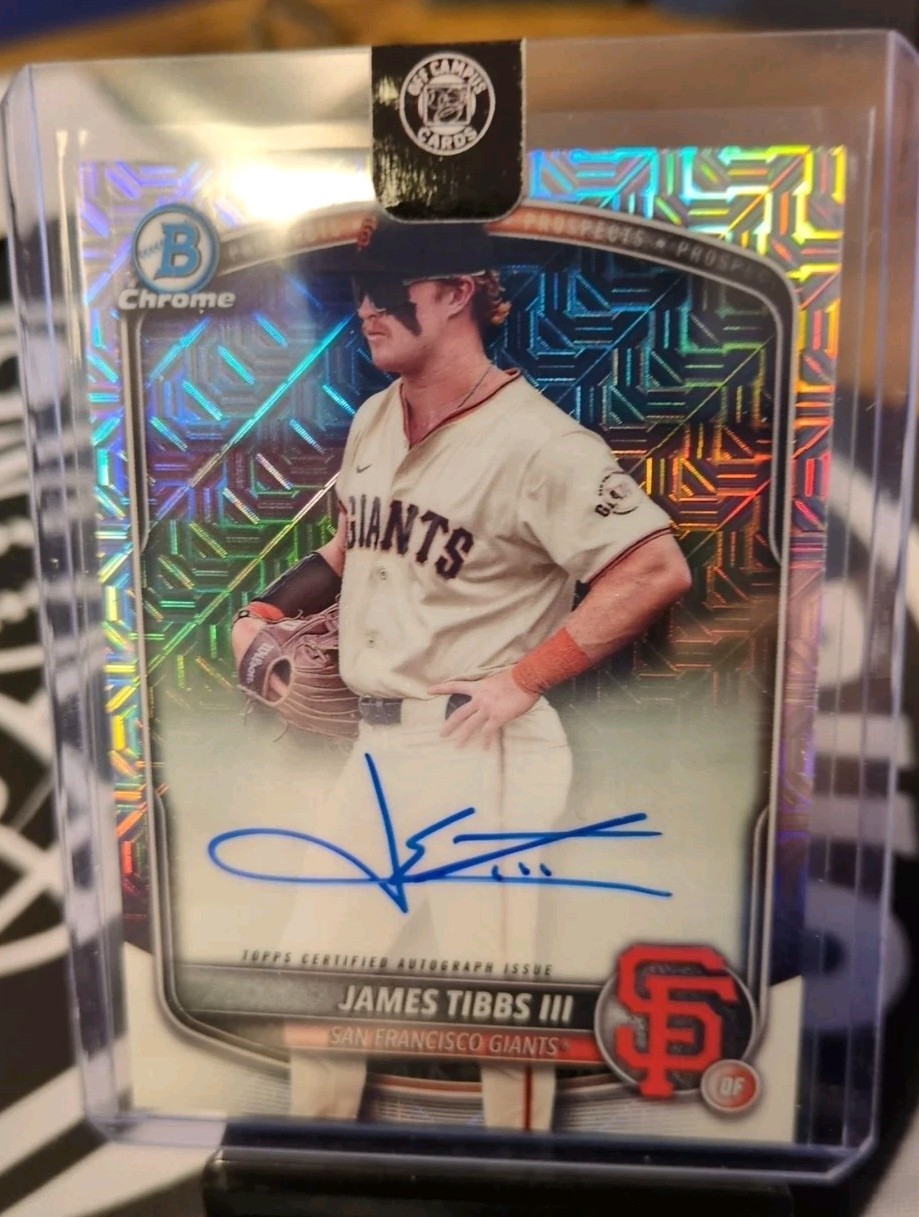 James Tibbs III 2025 Bowman Mega Box #BMA-JT Chrome Prospect James Tibbs III 2025 Bowman Mega Box #BMA-JT Chrome Prospect