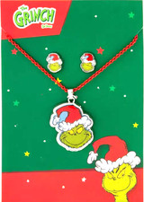 Dr. Seuss The GRINCH Necklace  Earring Set Girls NEW