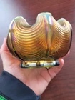 Very Pretty Northwood Aqua Opalescent Carnival Glass Drapery Rose Bowl
