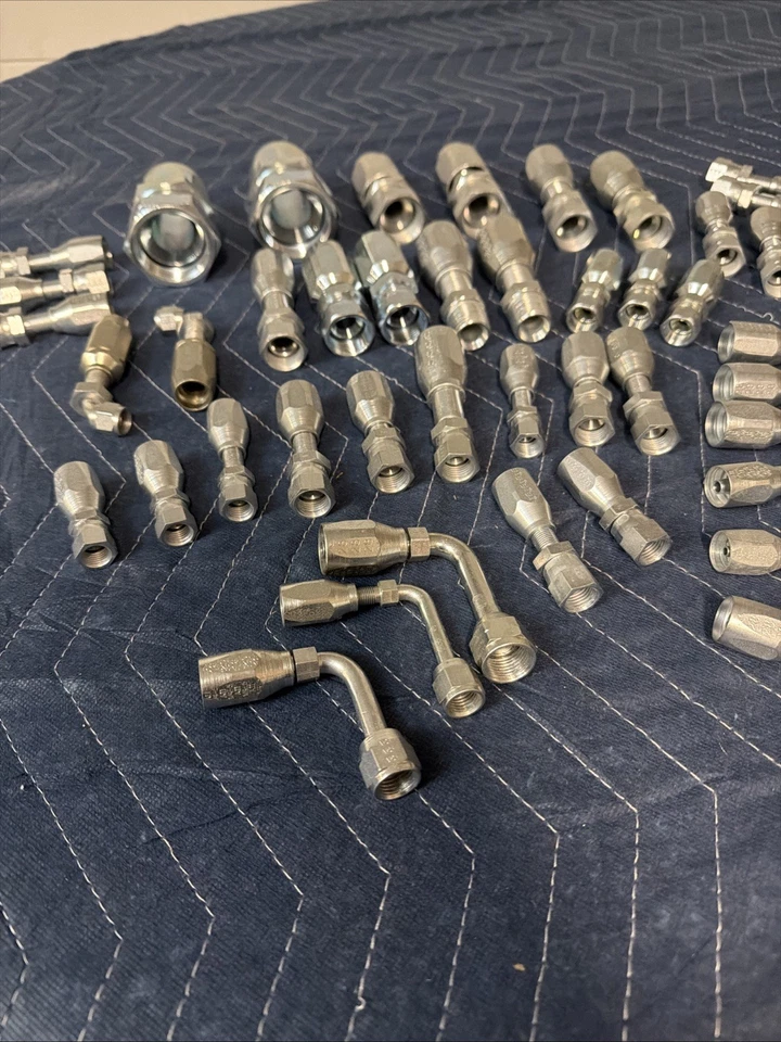 Lote de (44) accesorios de manguera hidráulica reutilizables 1/4”-1”-1/4 NOS reparación de campo (F) Foto 3 de 4