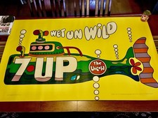 7up Mod 60's art Wet Un Wild Original Vintage-Submarine Poster Sign 7up Rare!
