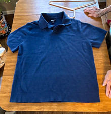 DKNY Men's Knit Cotton Polo Shirt 2XL Navy Blue Solid Big  Tall Short Sleeve
