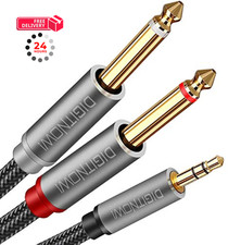DIGITNOW 3.5mm 1/8" TRS to Dual 6.35mm 1/4" TS Mono Stereo 6.6ft, Black