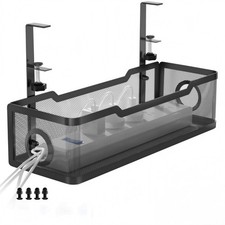 Under Desk Cable Management Tray No Drill Mesh Wire Organizer Clamp Black