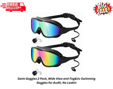 Swim Goggles 2 Pack, Wide View anti Fog Uv Swimming Goggles for Audlt, No Leakin