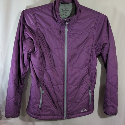 L.L. Bean Quilted Lined Jacket Women S Purple Plum PrimaLoft  Full Zip Packaway