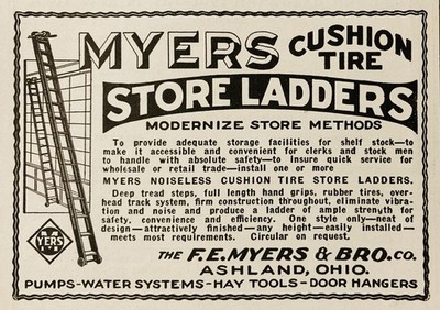 1929 AD.(XH83)~F.E. MYERS BRO. CO. ASHLAND, OHIO. MYERS STORE LADDERS
