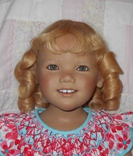 Kemper YVETTE Doll Wig Human Hair SIZE 14/15 BLONDE W/RED Mid-Length Curls A 