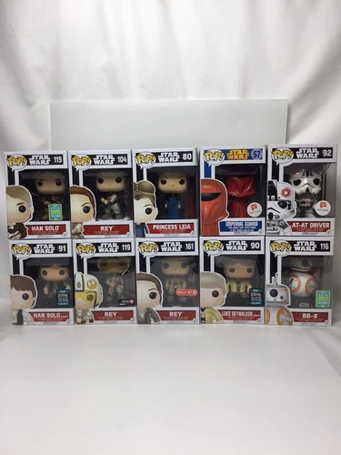Funko Pop Lot  10 Star Wars Rey Luke Han Solo At at