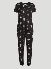 Joyspun Women s Dog Heart Love Print Short Sleeve 2 PC Pajama Set Black Size XL