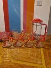 Vintage Bodum bistro Cafetiere french press 4 Cups 6 Spoons 6 Coasters 