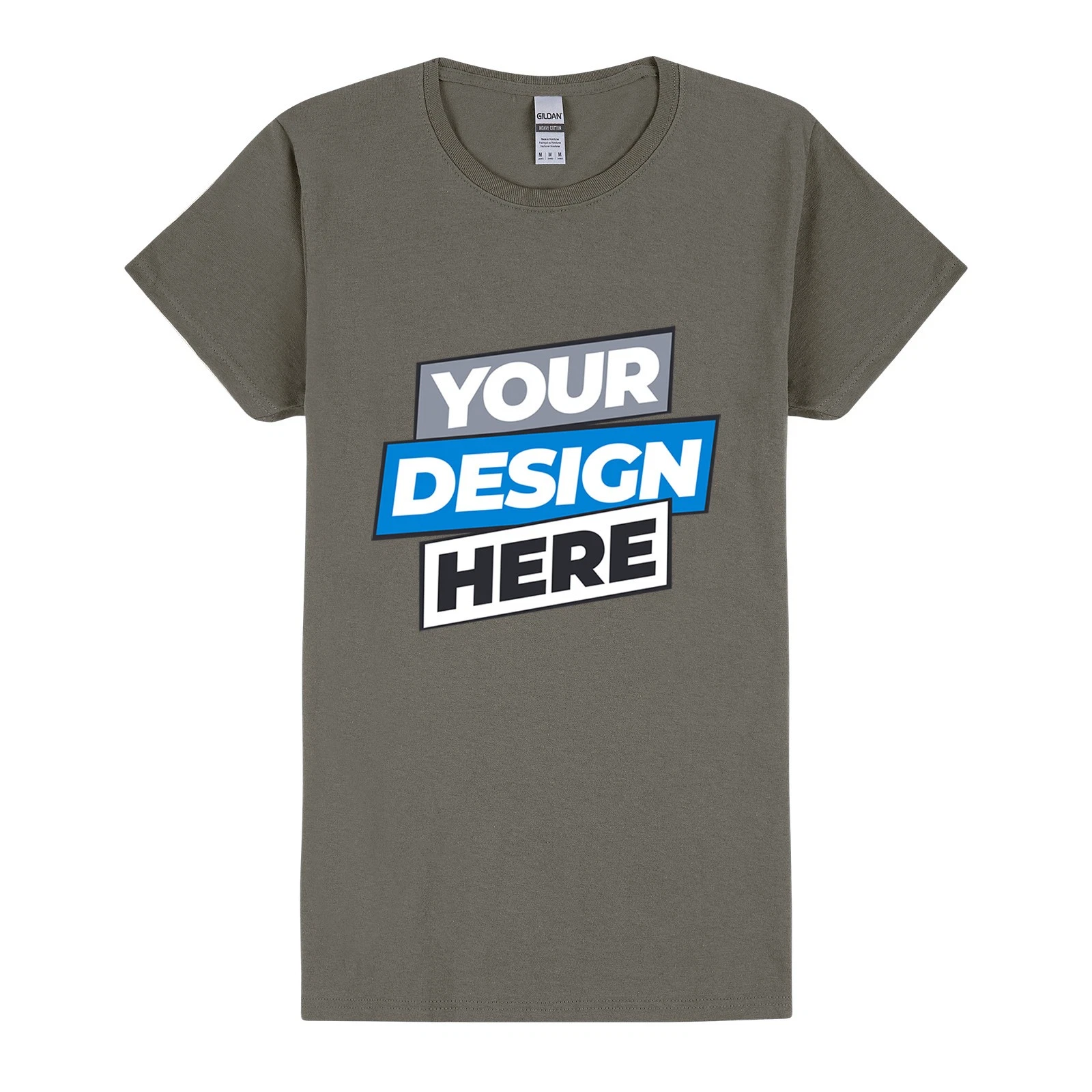 Personalised Ladies Womens Custom Printed T-Shirt Logo Text Printing Charcoal