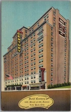 New York City Postcard HOTEL CENTURY 6th Avenue at 46th Street - LINEN c1940s