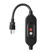 GFCI Inline Plug Assembly 3 Prong Auto-MonitorAuto Reset Waterproof Ground Fa...