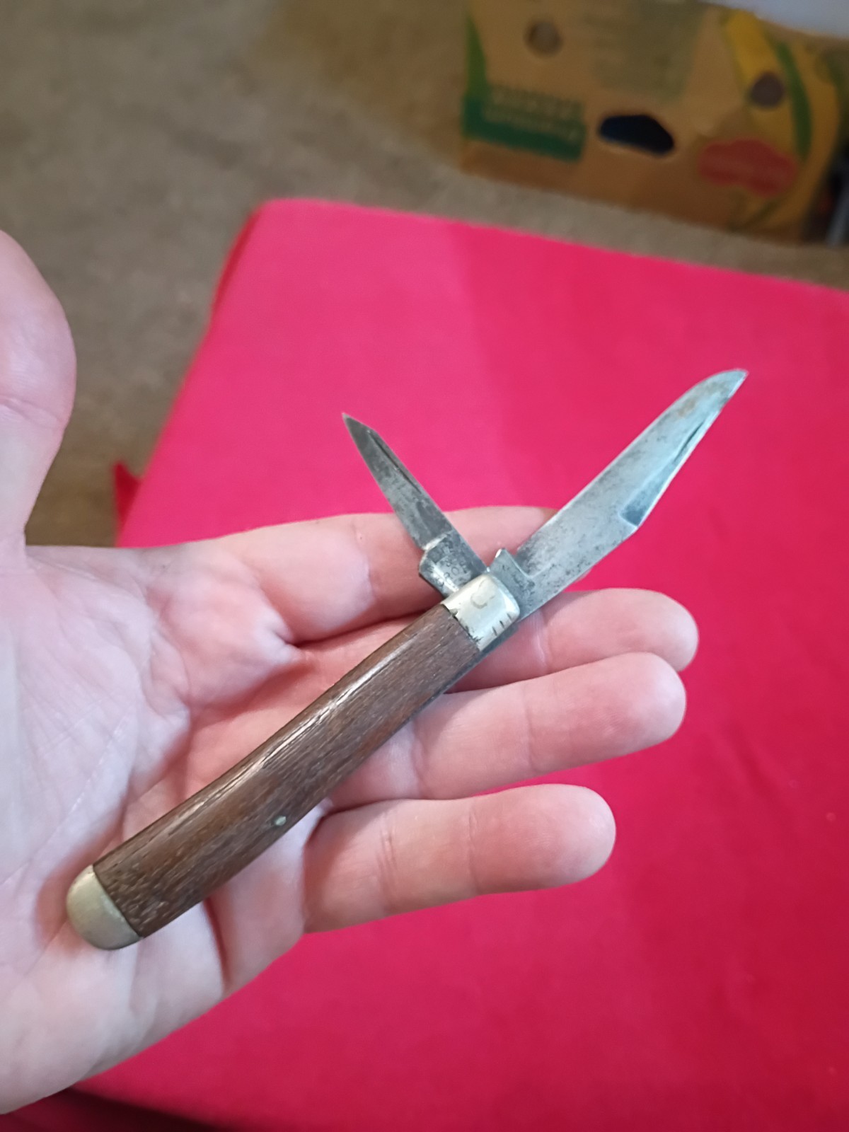 Vintage Maher & Grosh 2 Blade Pocket Knife - Wood Handle
