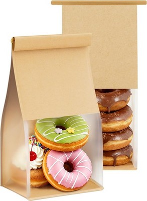 Bakery Bags W/ Tin Tie Tab Lock 3.9''x3.1''x 8.2'' Bread Bags Homemade Bread Cookie