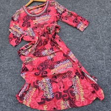 Patio Casuals Boho Pink Red Jungle Safari Tiger Zebra Maxi Hippie Dress Artsy S