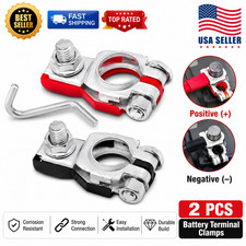 2 Car Battery Terminal Connector Top Post Positive Negative Heavy Duty Universal