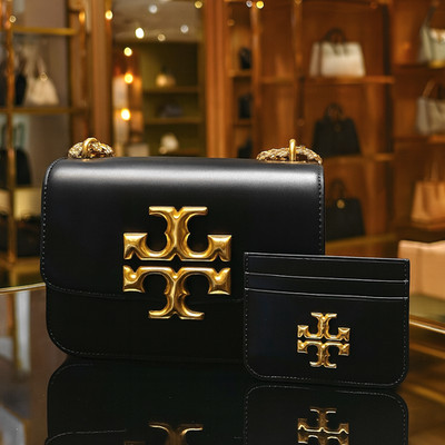 NEW Tory Burch Eleanor Black Leather Small Convertible Shoulder