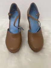 Shoes Brown/tan Mary Jane Platform Heels with Blue Insole, vintage y2k, 6-1/2