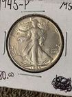 1945 P Walking Liberty Silver Half Dollar, Choice to Gem Uncirculated.