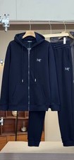 Men  s Track Suit Set Size M Zip Hoodie  Joggers Dark Navy Fleece