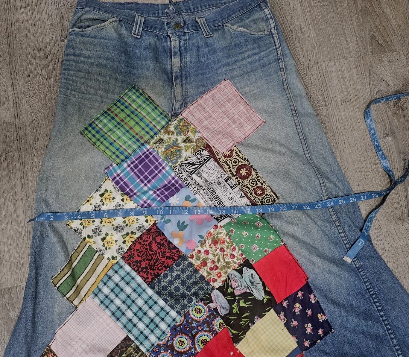 70s Authentic Vintage Crazy Quilted Patchwork Jea… - image 8