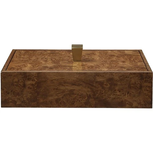 Uttermost 18209 Burl Haven 15 inch Burl Veneer and Antique Brass Box - Picture 4 of 6