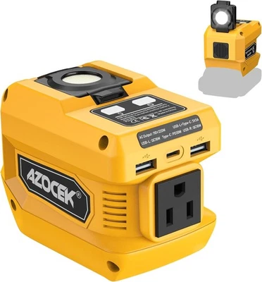 AZOCEK 220W Power Inverter Compatible with Dewalt 20V Battery, DC 20V to AC 110V Portab