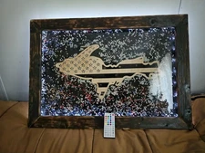 Upper Peninsula Acrylic Pour Art Led Backlight Remote Yooperlite Stone American
