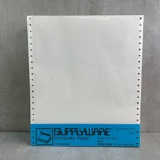 Vintage SUPPLYWARE COMPUTER PAPER Kleen Edge 9 1/2 x 11-20Lb Blank 700 Sheet NOS