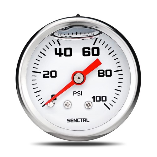 0-100 Psi Fuel Pressure Gauge, 1-1/2" Dial Size, 1/8" NPT Back Mount, Glycerin