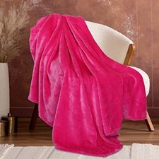 Fleece Pink Throw Blanket for Couch Cozy Soft Throws Lightweight Fall Fuzzy C...
