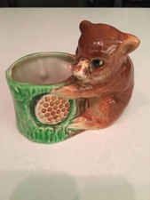 Vintage Baby Bear Hugging Tree Planter Made In Japan