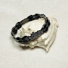 Magnetic Hematite Bracelet with Motorcycle Accent, Pain Relief Therapy