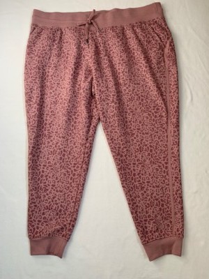 NWT Tek Gear Womens Plus Ultrasoft Fleece Rose Leopard Jogger Pants 1X 2X 3X