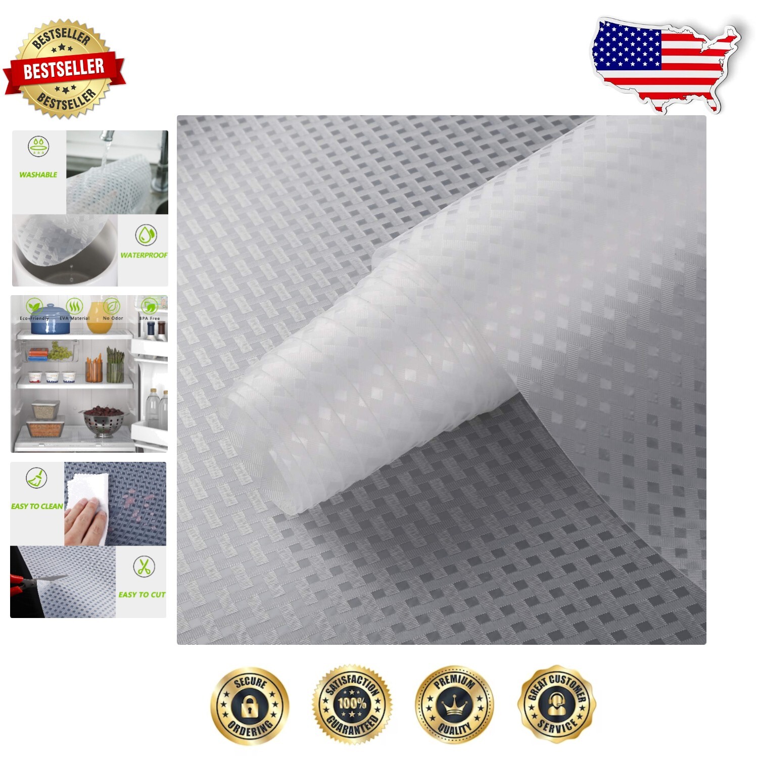 Waterproof Washable 17.5in Diamond Pattern Kitchen Shelf Liner