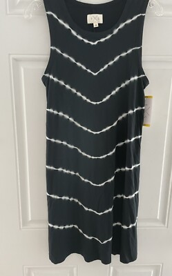 NWT Thread & Supply Black Tie Dye Tank Dress Sleeveless Modal Blend Medium $60