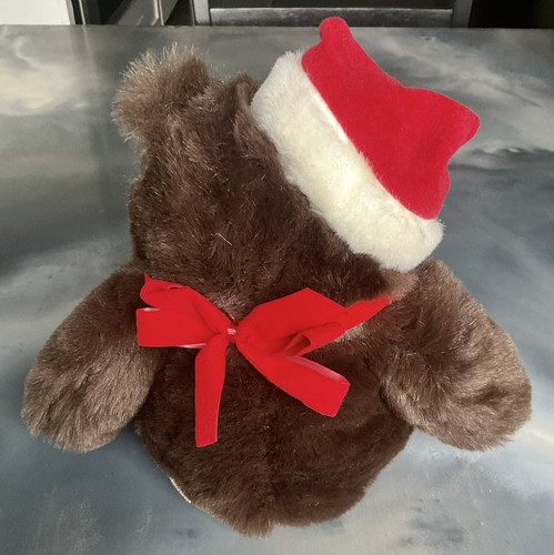 Vintage The Westcliff Collection Plush Bear 10" Santa Hat Christmas Bow Korea - Picture 4 of 9