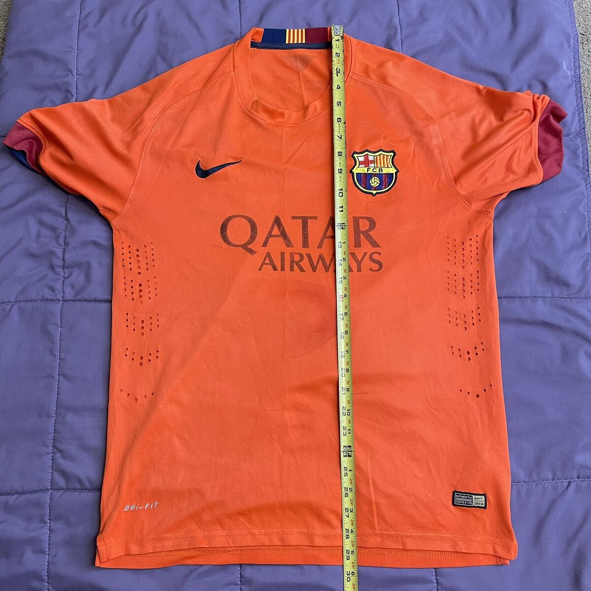 FC BARCELONA 2014-15 AWAY FOOTBALL SOCCER JERSEY NIKE MEN Sz FC BARCELONA 2014-15 AWAY FOOTBALL SOCCER JERSEY NIKE MEN Sz