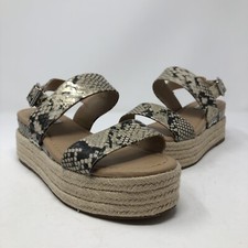 Steve Madden Sandal Women 6.5 Fifer Beige Python Snake Platform Espadrille Wedge